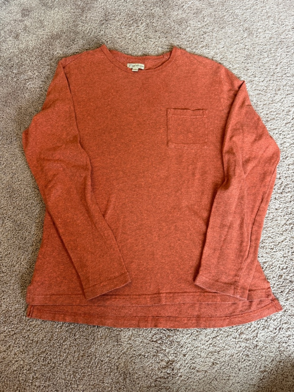 J. Crew knit goods New York Men's Long Sleeve Pocket Tee - Rust Heather